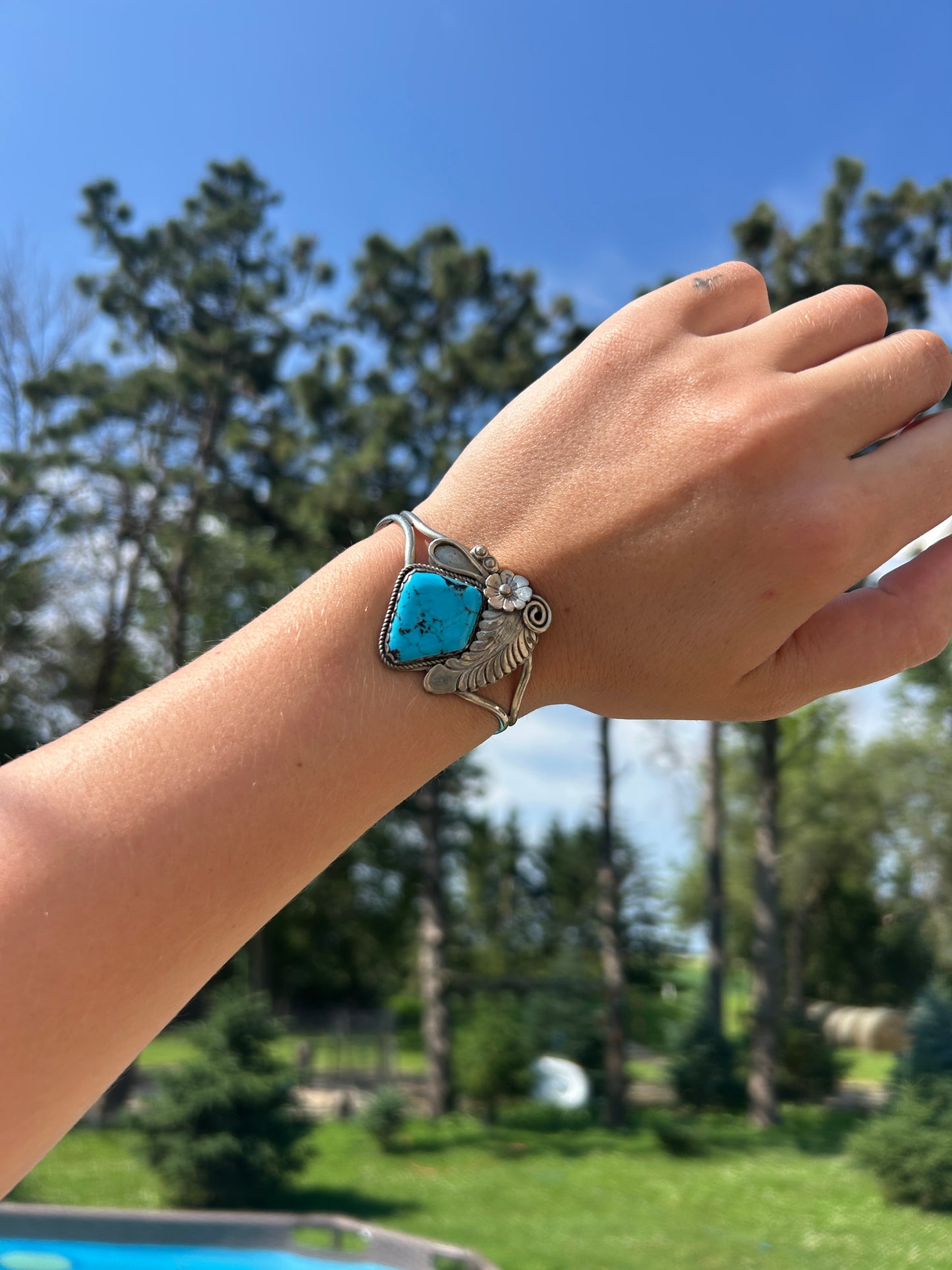 Sleeping Beauty Detail Turquoise Cuff