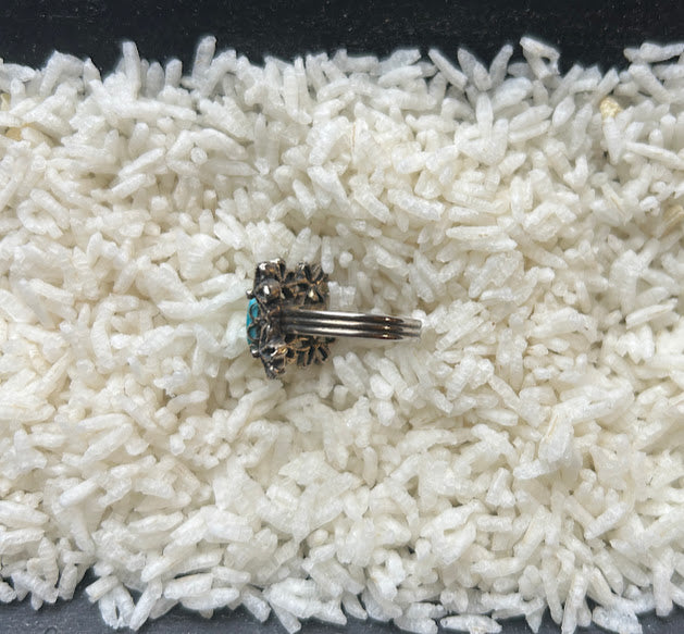 Bronze & Turquoise Floral Ring