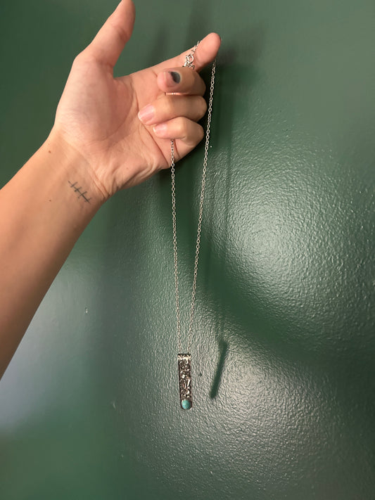 Faux Turquoise and Tooled Metal Necklace