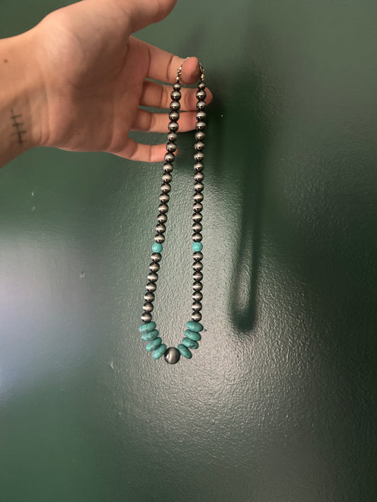 Faux Navajo Pearl Style & Faux Turquoise Necklace