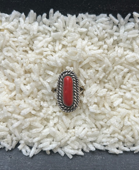 Sterling & Coral Ring